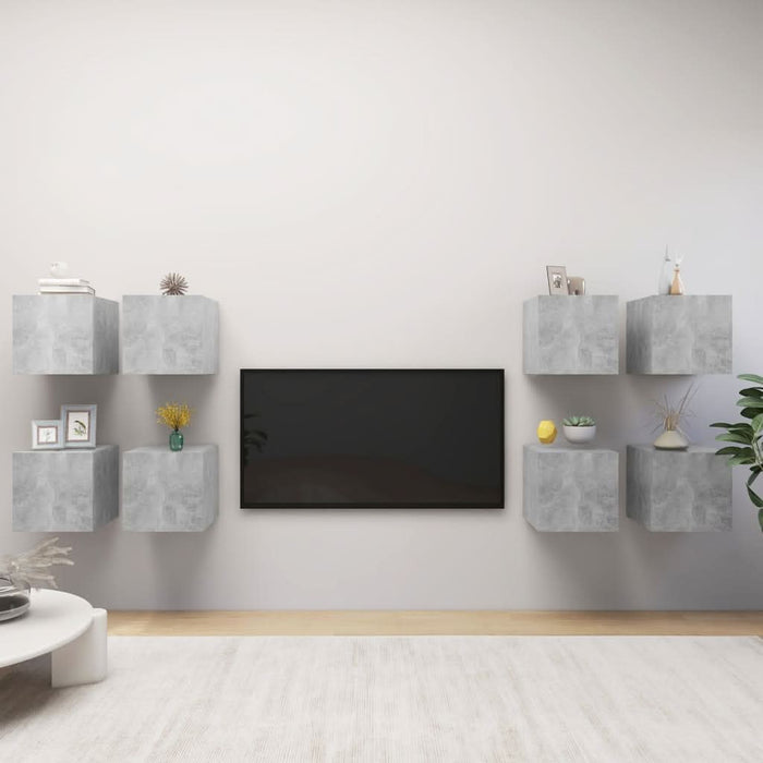 Dulapuri TV suspendate, 8 buc., gri beton, 30,5x30x30 cm - WALTI WALTI