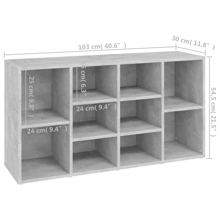 Banchetă pantofar, gri beton, 103x30x54,5 cm, PAL - WALTI WALTI