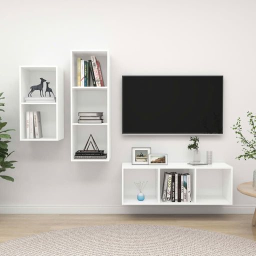 Set de dulapuri TV, 3 piese, alb, lemn prelucrat - WALTI WALTI