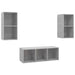 Set dulap TV, 3 piese, gri beton, lemn prelucrat - WALTI WALTI
