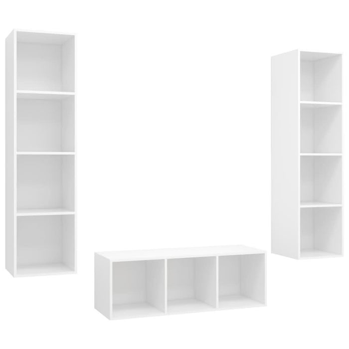 Set de dulapuri TV, 3 piese, alb, lemn prelucrat - WALTI WALTI