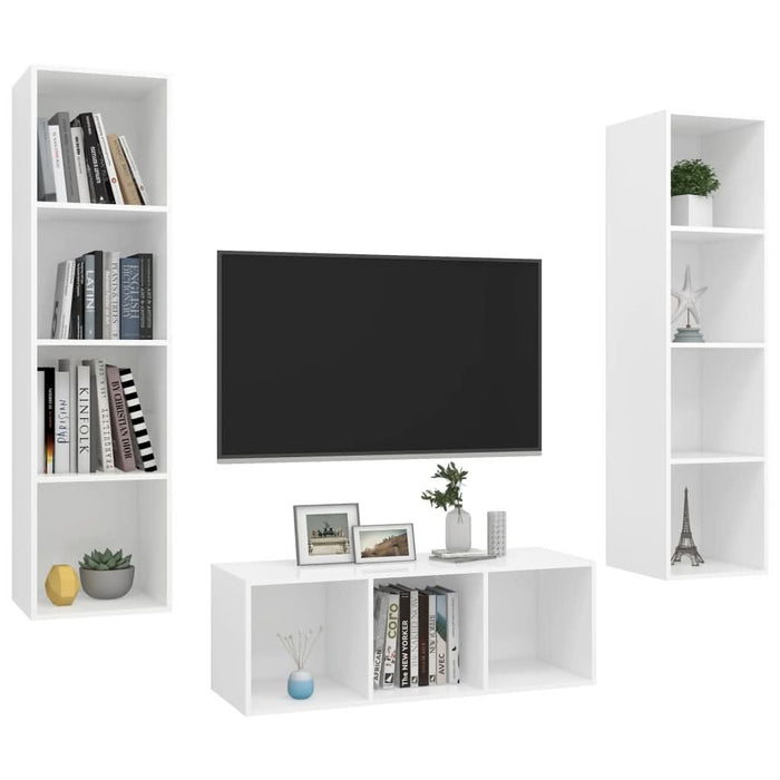 Set de dulapuri TV, 3 piese, alb, lemn prelucrat - WALTI WALTI