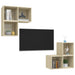 Set de dulapuri TV, 4 piese, stejar sonoma, lemn prelucrat - WALTI WALTI
