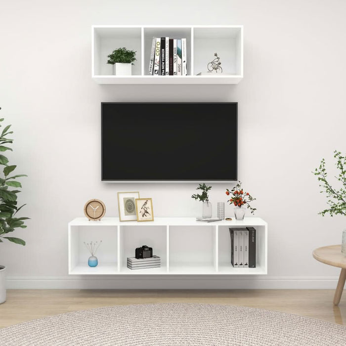 Set de dulapuri TV, 2 piese, alb, lemn prelucrat - WALTI WALTI