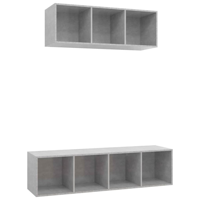 Set de dulapuri TV, 2 piese, gri beton, lemn prelucrat - WALTI WALTI
