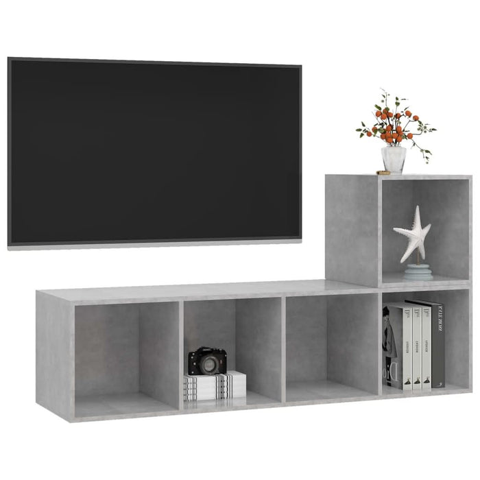 Set de dulapuri TV, 2 piese, gri beton, lemn prelucrat - WALTI WALTI