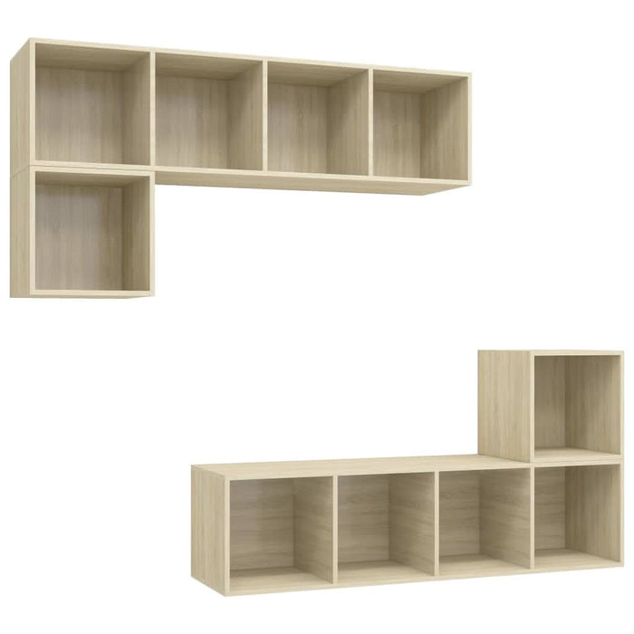 Set de dulapuri TV, 4 piese, stejar sonoma, lemn prelucrat - WALTI WALTI