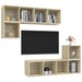 Set de dulapuri TV, 4 piese, stejar sonoma, lemn prelucrat - WALTI WALTI