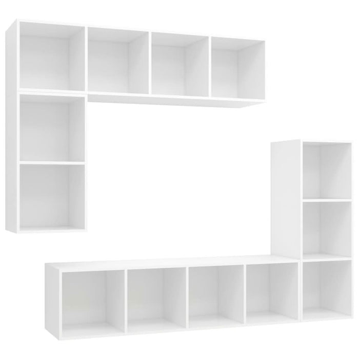 Set dulap TV, 4 piese, alb, lemn prelucrat - WALTI WALTI