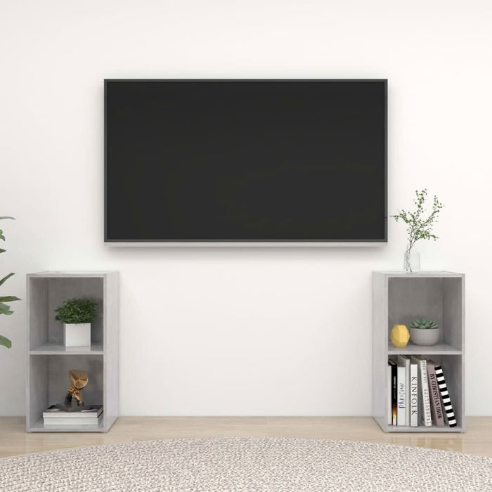 Dulapuri TV 2 buc gri beton, 72x35x36,5 cm lemn prelucrat - WALTI WALTI