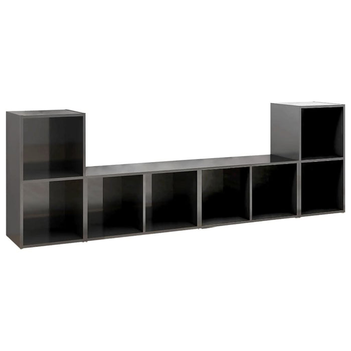 Dulapuri TV 4 buc gri extralucios 72x35x36,5 cm lemn prelucrat - WALTI WALTI