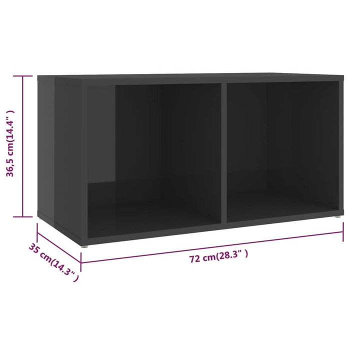 Dulapuri TV 4 buc gri extralucios 72x35x36,5 cm lemn prelucrat - WALTI WALTI