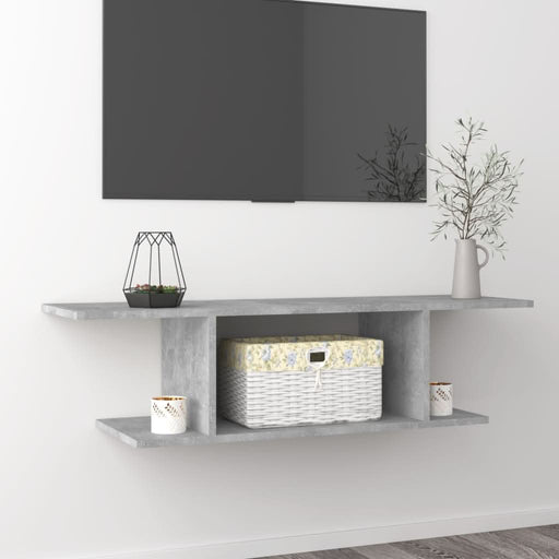 Dulap TV montat pe perete, gri beton, 103x30x26,5 cm - WALTI WALTI