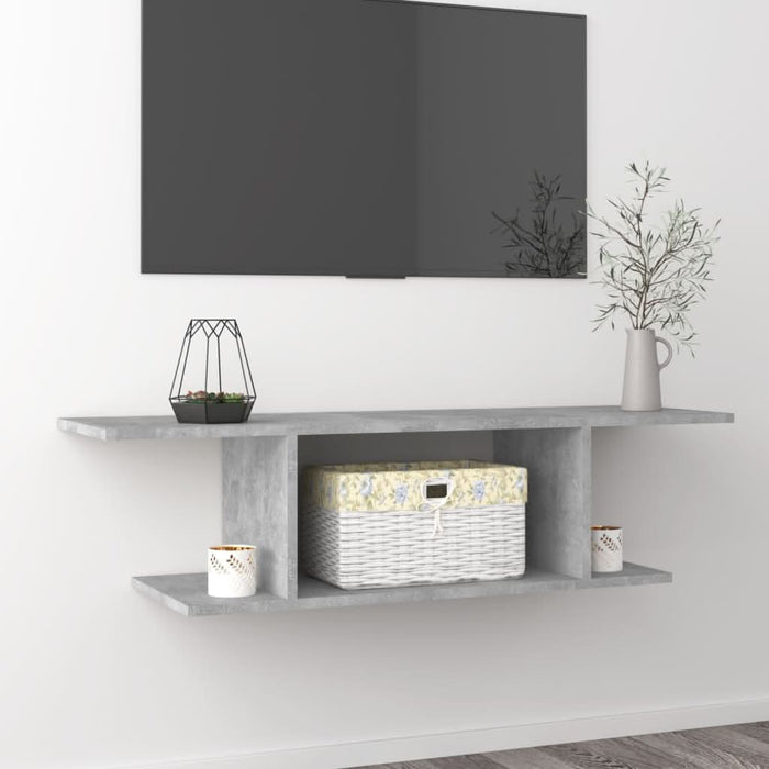 Dulap TV montat pe perete, gri beton, 103x30x26,5 cm - WALTI WALTI