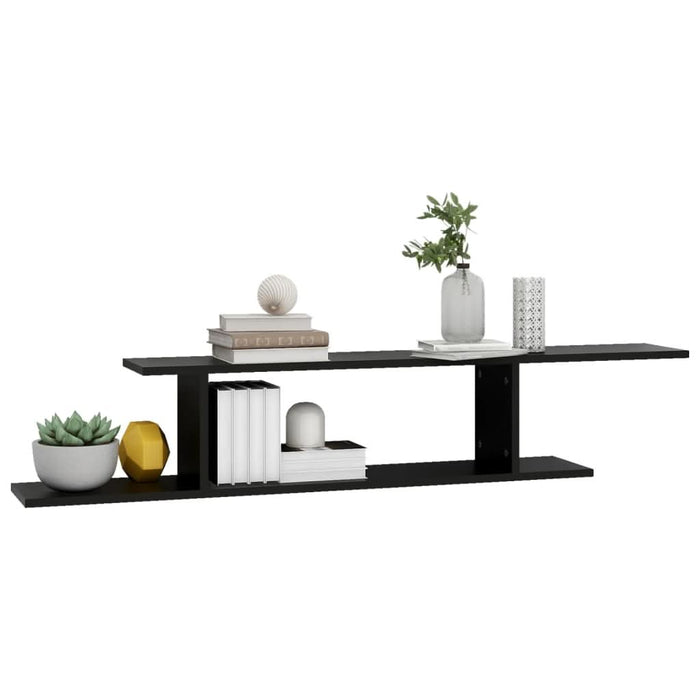 Raft TV cu montaj pe perete, negru, 125x18x23 cm, PAL - WALTI WALTI