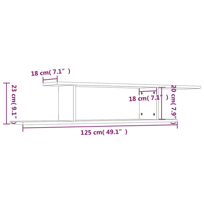 Raft TV cu montaj pe perete, stejar sonoma, 125x18x23 cm, PAL - WALTI WALTI