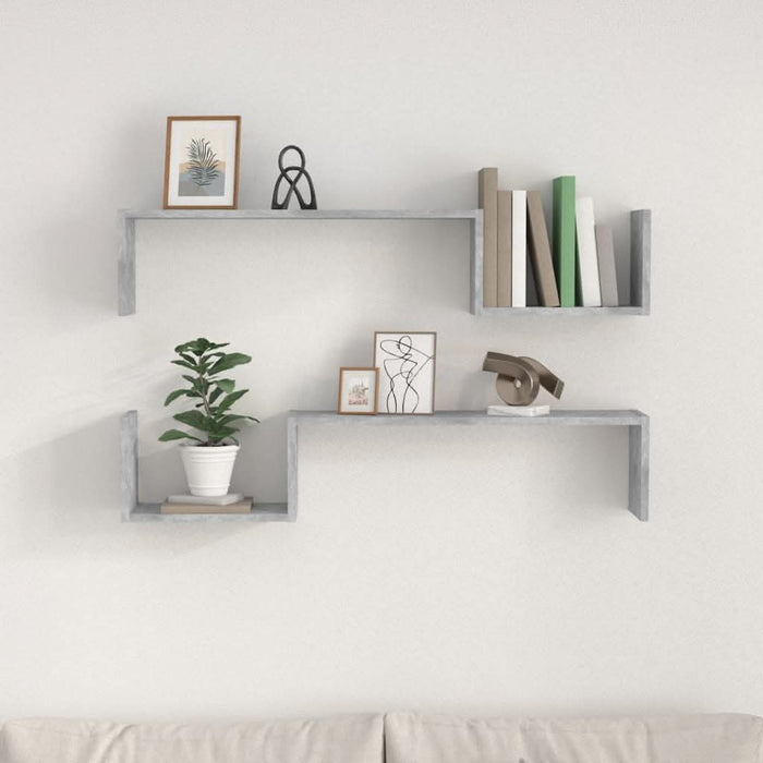 Rafturi de perete, 2 buc, gri beton, 100x15x20 cm, PAL - WALTI WALTI