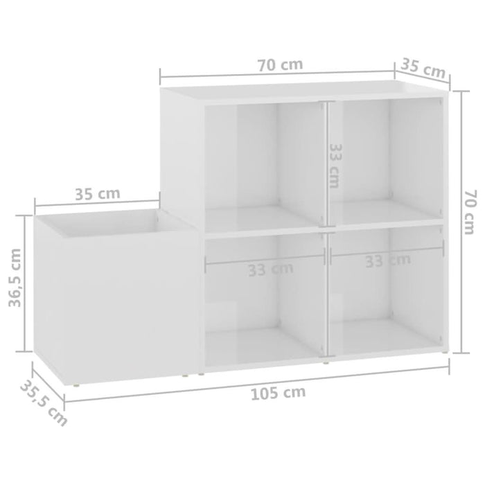 Pantofar de hol, alb extralucios, 105x35,5x70 cm, PAL - WALTI WALTI