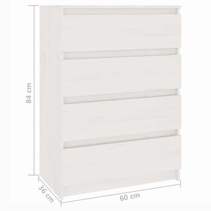 Dulap lateral, alb, 60x36x84 cm, lemn masiv de pin - WALTI WALTI