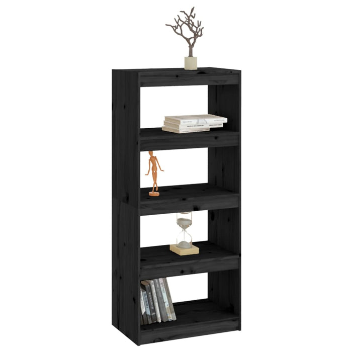 Bibliotecă/Separator cameră negru 60x30x135,5 cm lemn masiv pin - WALTI WALTI