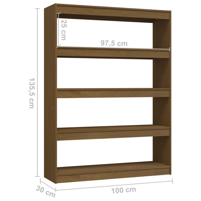 Bibliotecă/Separator cameră maro miere 100x30x135,5 cm lemn pin - WALTI WALTI
