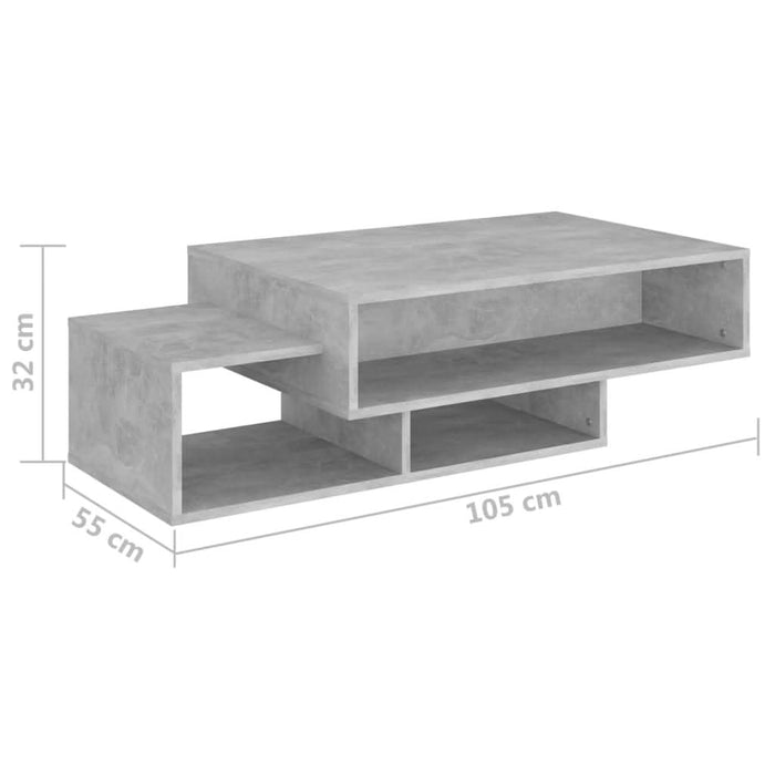 Măsuță de cafea, gri beton, 105x55x32 cm, PAL - WALTI WALTI