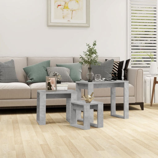 Mese suprapuse, 3 buc., gri beton, lemn compozit - WALTI WALTI