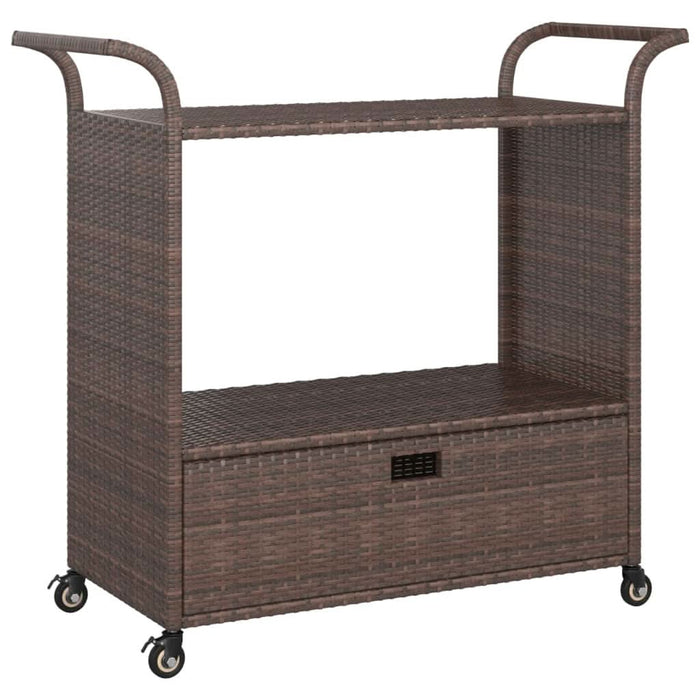 Cărucior de bar cu sertar, maro, 100x45x97 cm, poliratan - WALTI WALTI