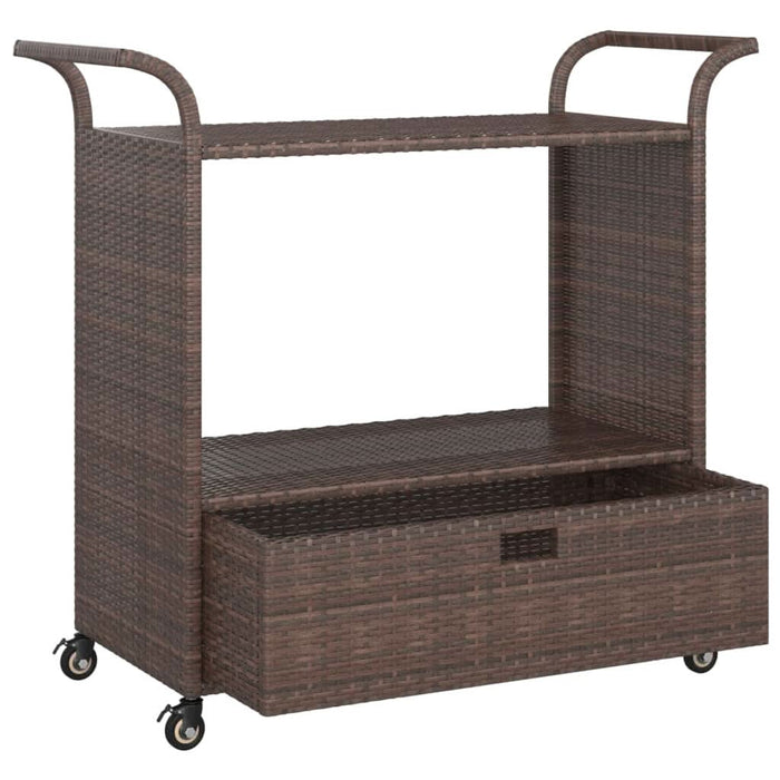 Cărucior de bar cu sertar, maro, 100x45x97 cm, poliratan - WALTI WALTI