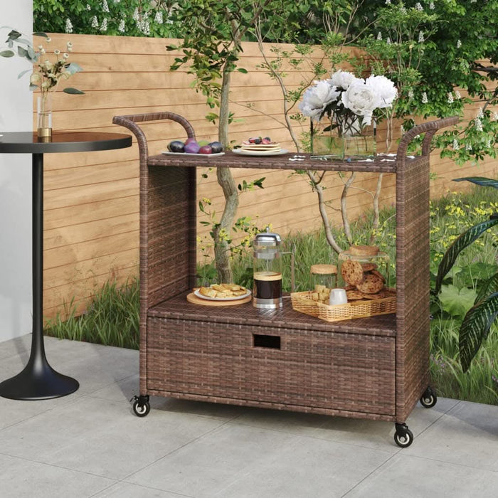 Cărucior de bar cu sertar, maro, 100x45x97 cm, poliratan - WALTI WALTI