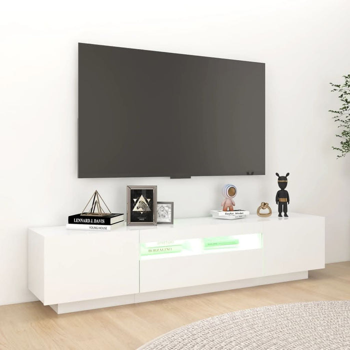 Comodă TV cu lumini LED, alb, 180x35x40 cm - WALTI WALTI