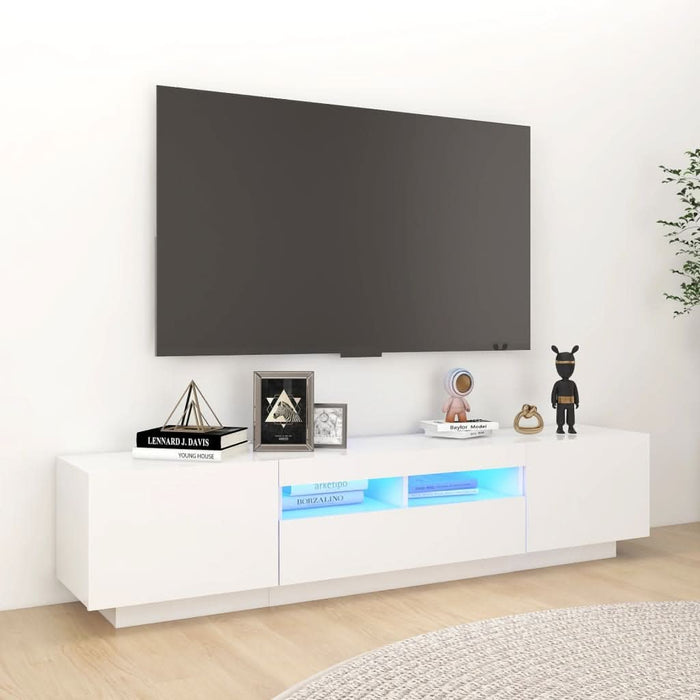 Comodă TV cu lumini LED, alb, 180x35x40 cm - WALTI WALTI