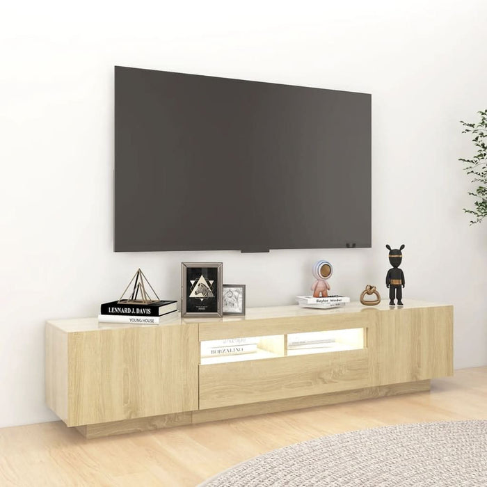 Comodă TV cu lumini LED, stejar sonoma, 180x35x40 cm - WALTI WALTI