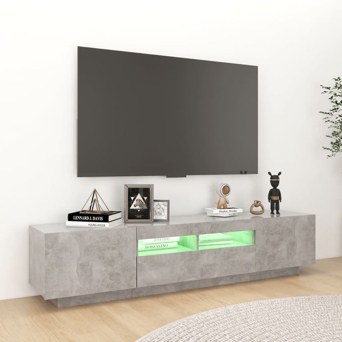 Comodă TV cu lumini LED, gri beton, 180x35x40 cm - WALTI WALTI