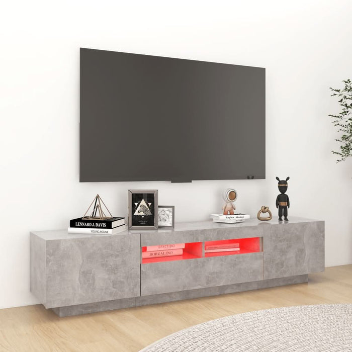 Comodă TV cu lumini LED, gri beton, 180x35x40 cm - WALTI WALTI