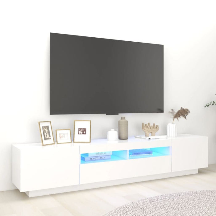 Comodă TV cu lumini LED, alb, 200x35x40cm - WALTI WALTI