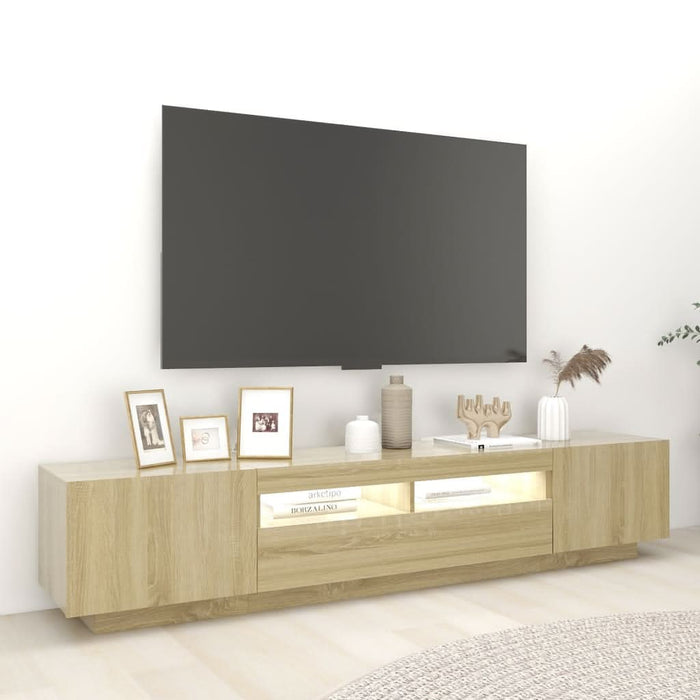 Comodă TV cu lumini LED, stejar sonoma, 200x35x40 cm - WALTI WALTI