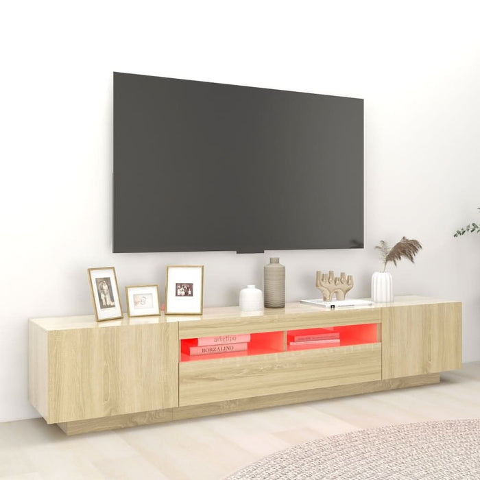 Comodă TV cu lumini LED, stejar sonoma, 200x35x40 cm - WALTI WALTI