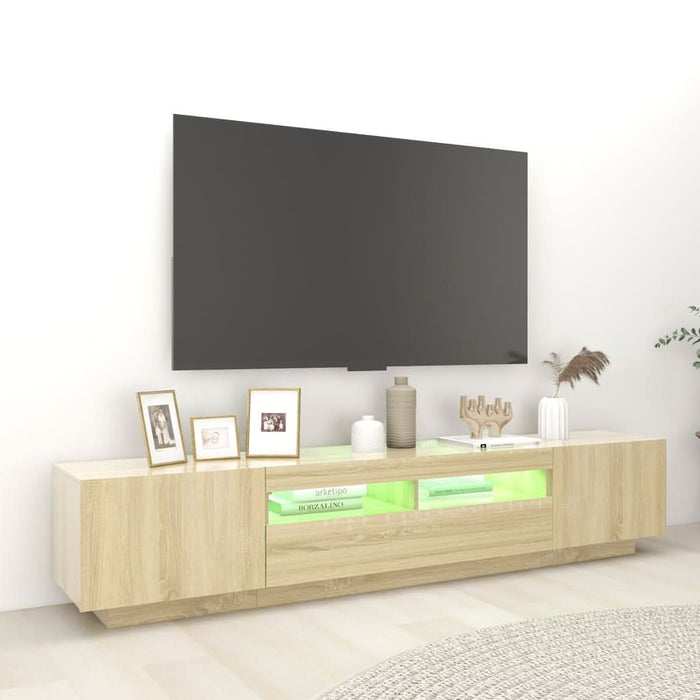 Comodă TV cu lumini LED, stejar sonoma, 200x35x40 cm - WALTI WALTI