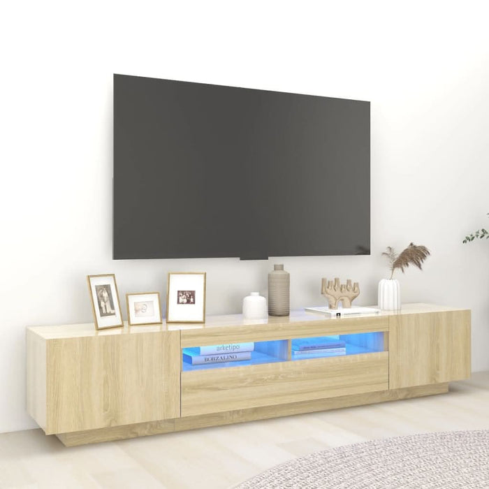 Comodă TV cu lumini LED, stejar sonoma, 200x35x40 cm - WALTI WALTI