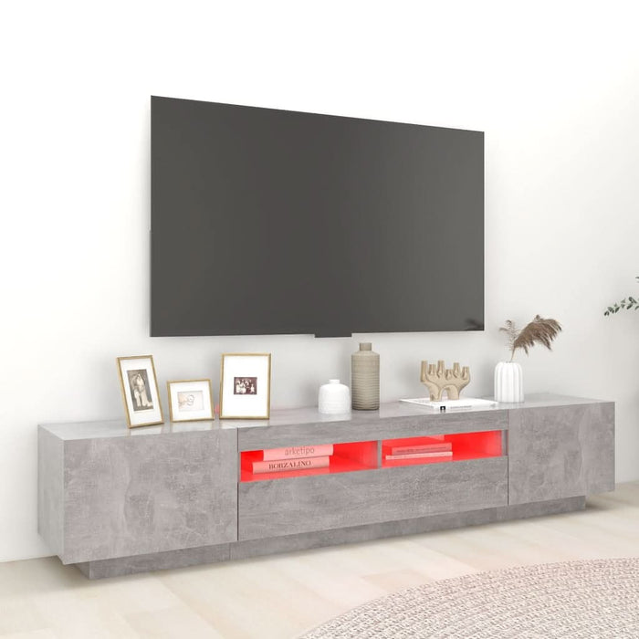 Comodă TV cu lumini LED, gri beton, 200x35x40 cm - WALTI WALTI
