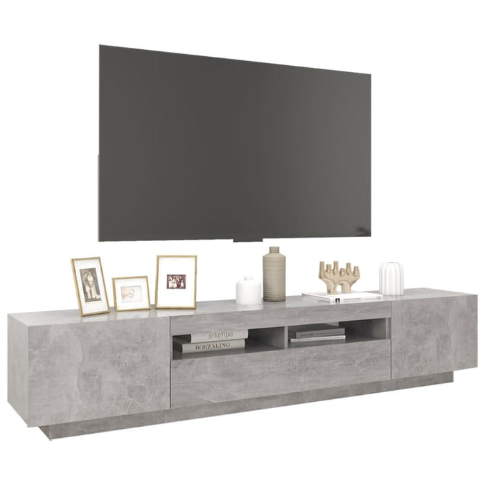 Comodă TV cu lumini LED, gri beton, 200x35x40 cm - WALTI WALTI