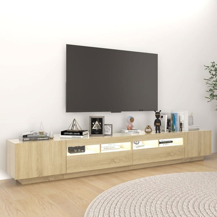 Comodă TV cu lumini LED, stejar Sonoma, 260x35x40 cm - WALTI WALTI