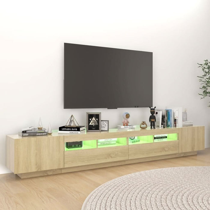 Comodă TV cu lumini LED, stejar Sonoma, 260x35x40 cm - WALTI WALTI