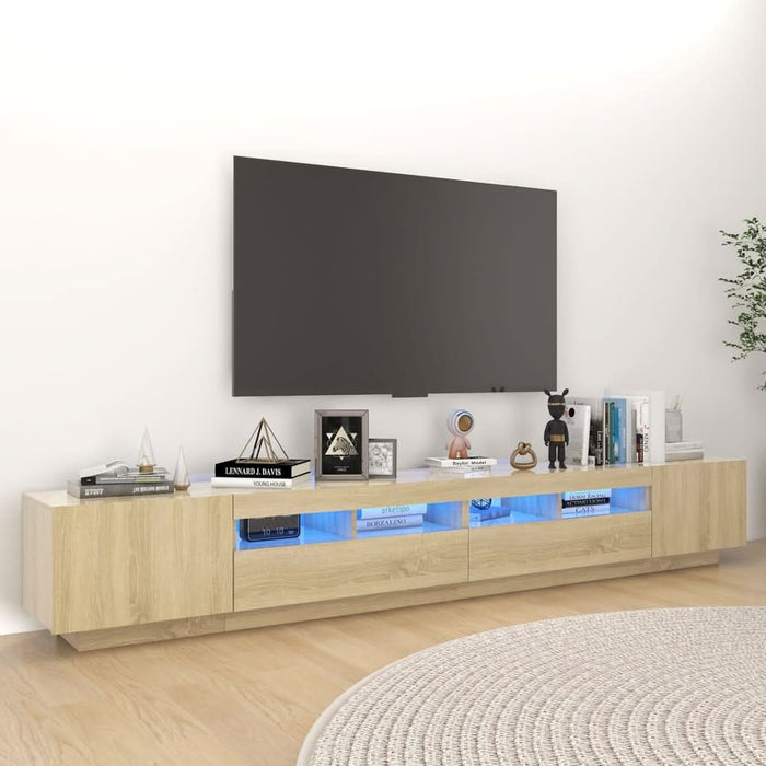 Comodă TV cu lumini LED, stejar Sonoma, 260x35x40 cm - WALTI WALTI