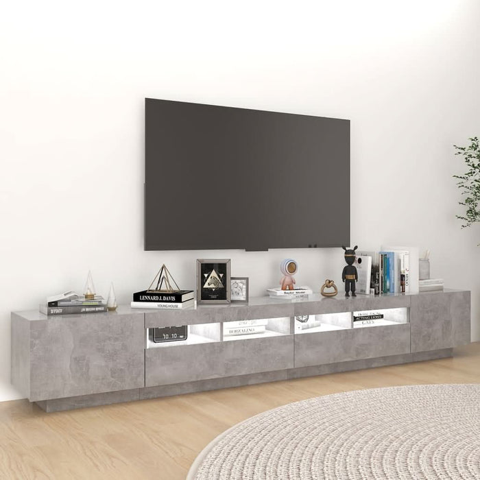 Comodă TV cu lumini LED, gri beton, 260x35x40 cm - WALTI WALTI