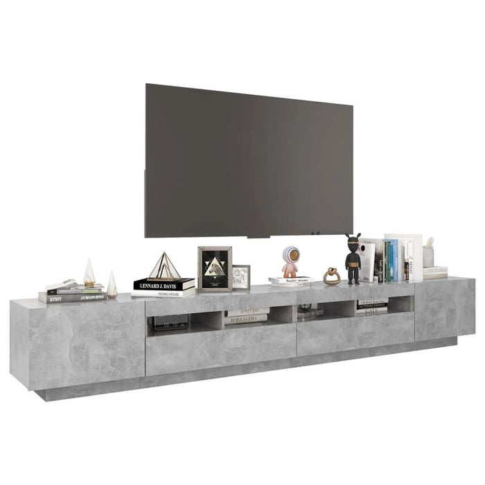 Comodă TV cu lumini LED, gri beton, 260x35x40 cm - WALTI WALTI