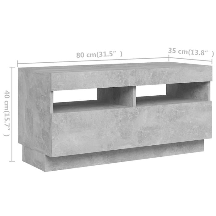 Comodă TV cu lumini LED, gri beton, 260x35x40 cm - WALTI WALTI
