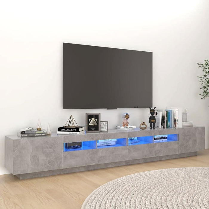 Comodă TV cu lumini LED, gri beton, 260x35x40 cm - WALTI WALTI