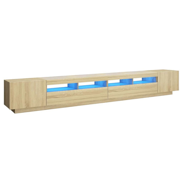 Comodă TV cu lumini LED, stejar sonoma, 300x35x40 cm - WALTI WALTI